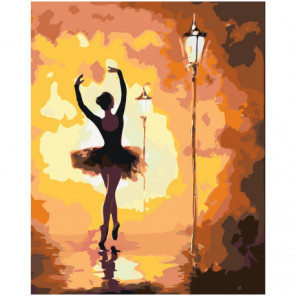 Балерина у фонаря 100х125 Раскраска картина по номерам на холсте