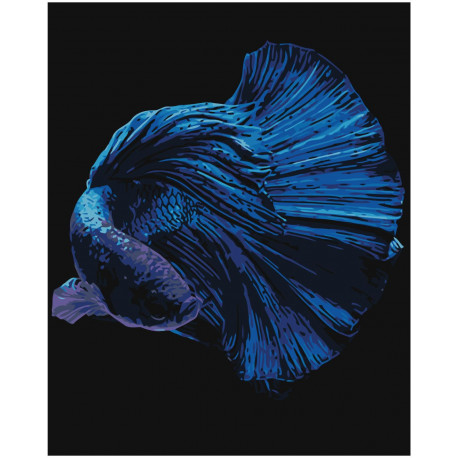 Синяя рыбка 80х100 Раскраска картина по номерам на холсте