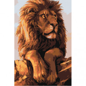 Задумчивый лев Раскраска картина по номерам на холсте