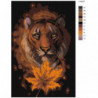 Тигр с кленовым листом 80х120 Раскраска картина по номерам на холсте