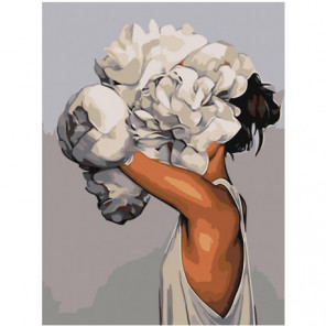 Девушка с цветком 60х80 Раскраска картина по номерам на холсте