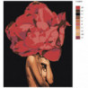 Девушка с пышным красным цветком 80х100 Раскраска картина по номерам на холсте