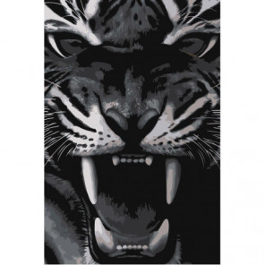 Тигриный оскал Раскраска картина по номерам на холсте
