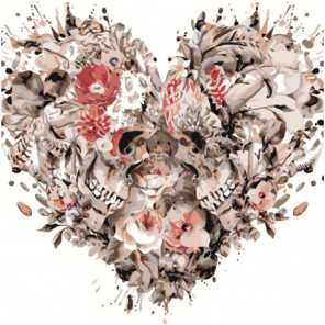 Сердце из черепов 100х100 Раскраска картина по номерам на холсте