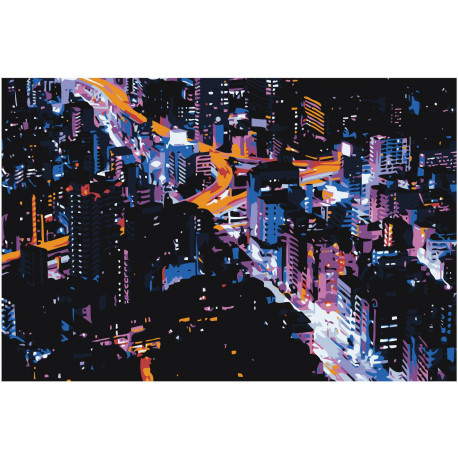 Ночной город Раскраска картина по номерам на холсте