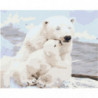 Белая медведица и медвежонок 80х100 Раскраска картина по номерам на холсте