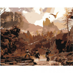 Охота в горах 100х125 Раскраска картина по номерам на холсте