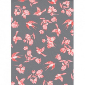 Розовые цветы и птицы на сером Бумага для декопатча Decopatch
