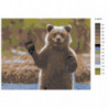 Медведь машет лапой 80х100 Раскраска картина по номерам на холсте