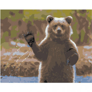 Медведь машет лапой 100х125 Раскраска картина по номерам на холсте