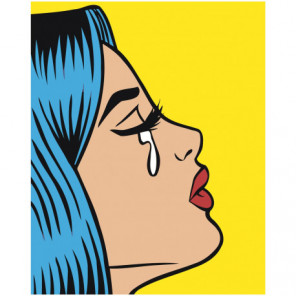 Плачущая девушка поп-арт 100х125 Раскраска картина по номерам на холсте