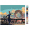 Девушка на велосипеде 100х125 Раскраска картина по номерам на холсте