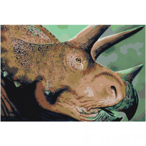 Голова динозавра трицератопса 80х120 Раскраска картина по номерам на холсте