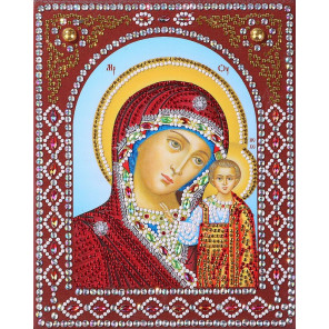 Состав набора Казанская Божия Матерь Алмазная картина фигурными стразами IF010