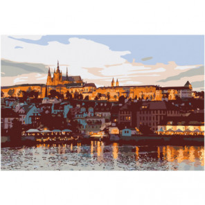 Вечерняя Прага Раскраска картина по номерам на холсте