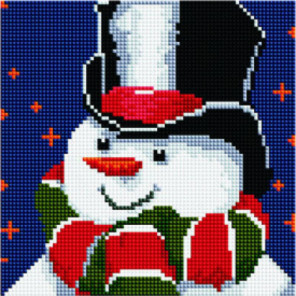 Снеговик в шляпе и шарфе Алмазная мозаика вышивка Painting Diamond