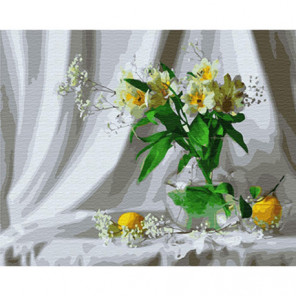 Лимоны и цветы Раскраска картина по номерам на холсте
