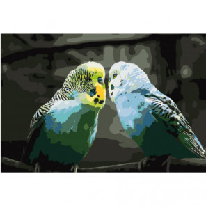 Волнистые попугайчики 100х150 Раскраска картина по номерам на холсте