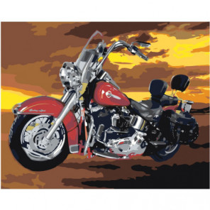 Красный мотоцикл Раскраска картина по номерам на холсте