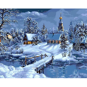  Зимняя деревня Раскраска картина по номерам на холсте MG6147