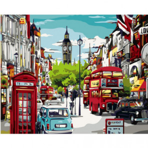 Улица Лондона, Биг Бен 100х125 Раскраска картина по номерам на холсте