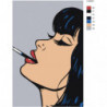 Поп-арт девушка с сигаретой Раскраска картина по номерам на холсте