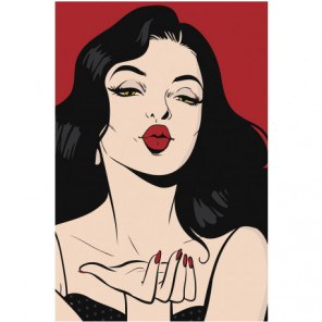 Поцелуй девушки поп-арт 100х150 Раскраска картина по номерам на холсте