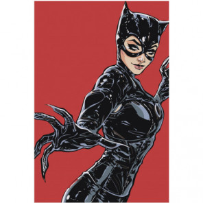 Женщина кошка catwoman Раскраска картина по номерам на холсте