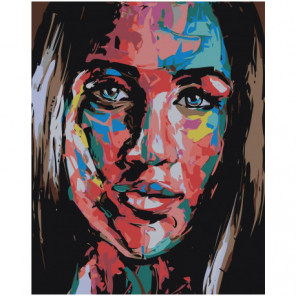 Радужное лицо девушки 100х125 Раскраска картина по номерам на холсте