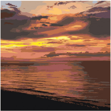 Морской закат 80х80 Раскраска картина по номерам на холсте