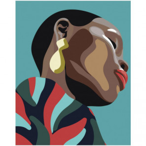 Чернокожая девушка с сережкой Раскраска картина по номерам на холсте