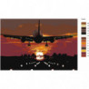 Самолет над взлетной полосой 80х120 Раскраска картина по номерам на холсте