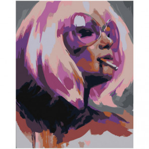 Блондинка в фиолетовых тонах 80х100 Раскраска картина по номерам на холсте