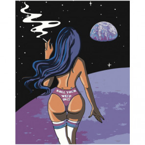 Девушка на луне Раскраска картина по номерам на холсте