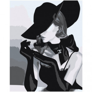Дама в черной шляпе 80х100 Раскраска картина по номерам на холсте