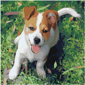 Веселый щенок Раскраска картина по номерам на холсте