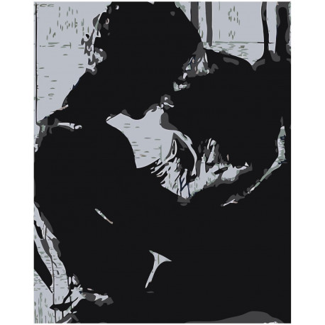 Поцелуй в черно-белых тонах 80х100 Раскраска картина по номерам на холсте  Z281119-2-80x100 купить в Ростове-на-Дону