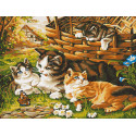 Котята на прогулке Раскраска картина по номерам на холсте