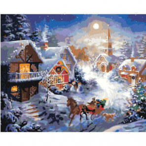 Рождественский вечер 80х100 Раскраска картина по номерам на холсте