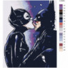 Бэтмен и женщина-кошка, поцелуй Раскраска картина по номерам на холсте