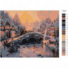 Зимний городской пейзаж с мостом Раскраска картина по номерам на холсте