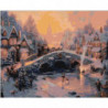 Зимний городской пейзаж с мостом 80х100 Раскраска картина по номерам на холсте