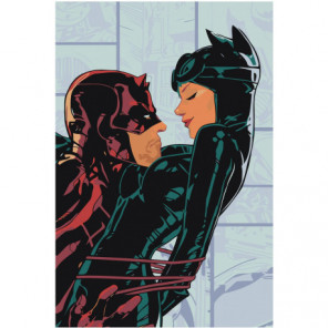 Бэтмен и женщина-кошка, влечение Раскраска картина по номерам на холсте