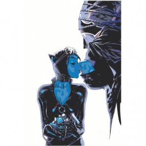 Поцелуй бэтмена и женщины-кошки 80х120 Раскраска картина по номерам на холсте