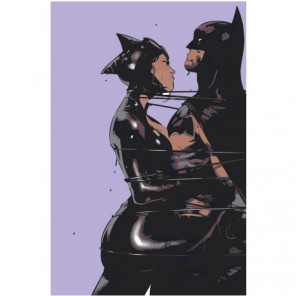 Связанные бэтмен и женщина-кошка Раскраска картина по номерам на холсте