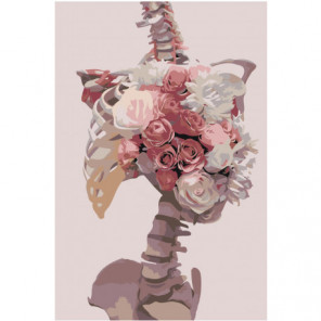 Скелет и розы 100х150 Раскраска картина по номерам на холсте