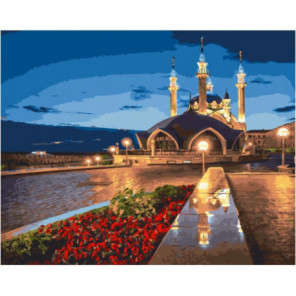 Ночные огни мечети Раскраска картина по номерам на холсте