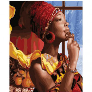 Африканская дама Раскраска картина по номерам на холсте