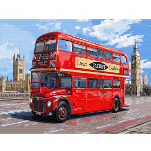  Автобус Лондона Картина по номерам на холсте с цветной схемой KK0051
