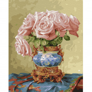 Внешний вид коробки упаковки Бузин Восточные розы Раскраска картина по номерам на холсте KH0404